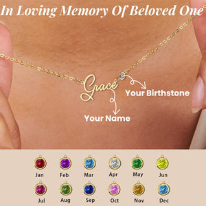 Personalized Memorial Birthstone Name Necklace