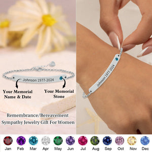 Personalized Birthstone Name&Date Memorial Bracelet