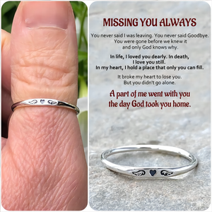 For Memorial - Tiny Heart With Wings Ring