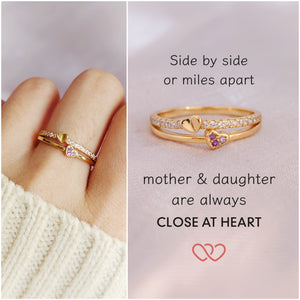 Mother & Daughter Love Heart Ring-Rings For Women