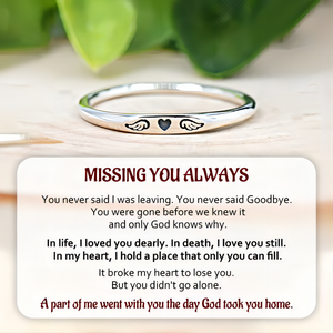 For Memorial - Tiny Heart With Wings Ring