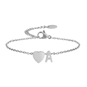 In Loving Memory - Custom Initial Heart Memorial Bracelet