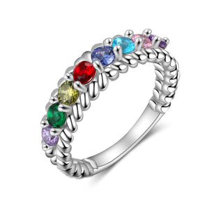 Personalized Grandma Mom Family Birthstone Ring