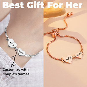 Personalized Couple Names Heart Bracelet - Gift For Christmas