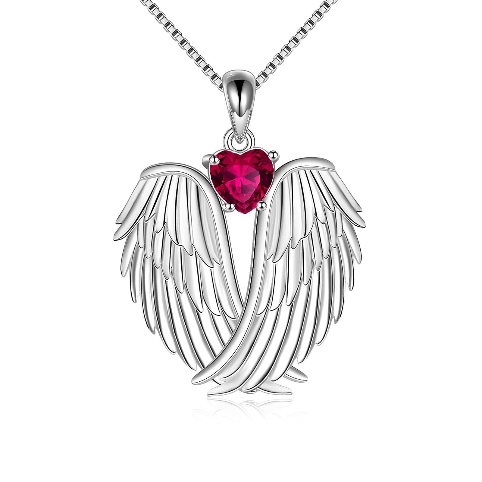 Personalized Angel Wings With Birthstone Memorial Necklace