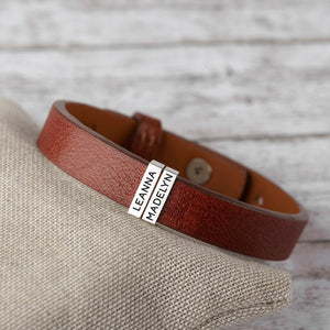 Personalized Custom Family Name Leather Bracelet for Men