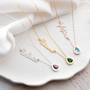 Personalized Memorial Birthstone Name Necklace Christmas Gift For Your Lover